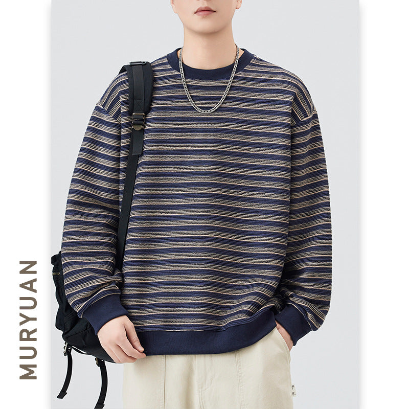 Vintage Fine Stripe Textured Crewneck Sweatshirt