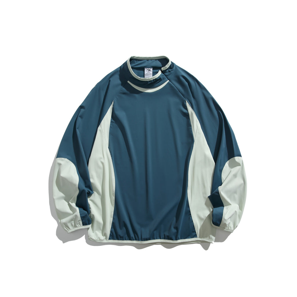 Color-Blocked Spliced Loose Hooded Sweatshirt