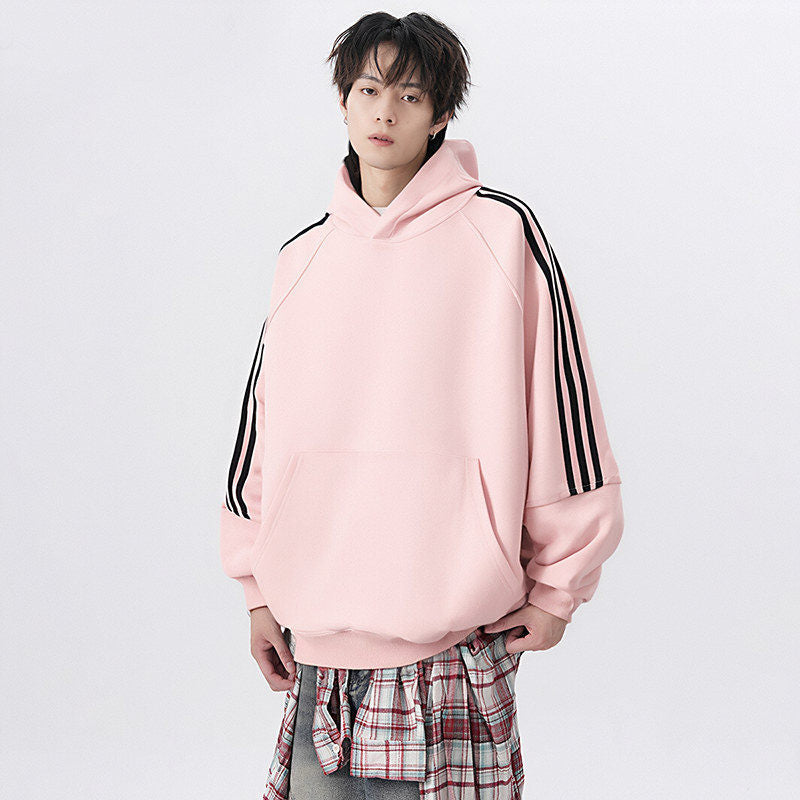 Three Stripes Hooded Sweatshirt Vintage Streetwear