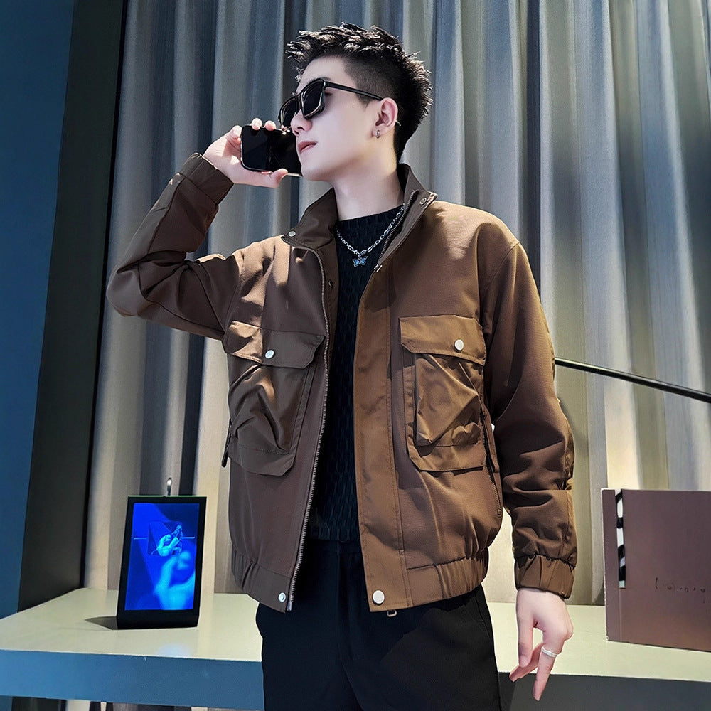 Casual Streetwear Stand-Up Collar Jacket