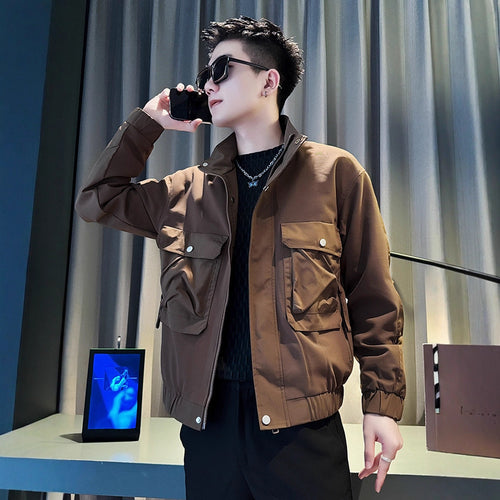 Casual Streetwear Stand-Up Collar Jacket