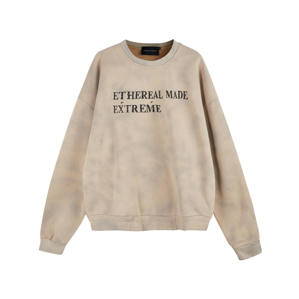 Washed Vintage Letter Patchwork Embroidered Hoodie for Men