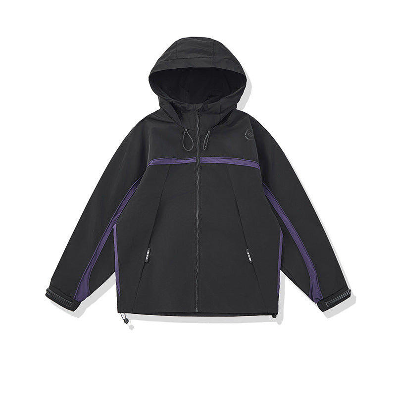 Streetwear Color-Block Design Loose Hooded Jacket