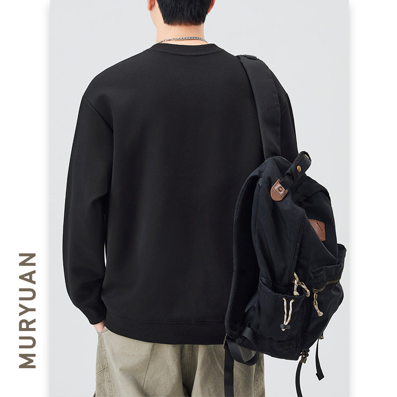 Cut-and-Sew Long Sleeve Hoodie for Men, Drop Shoulder Sleeve