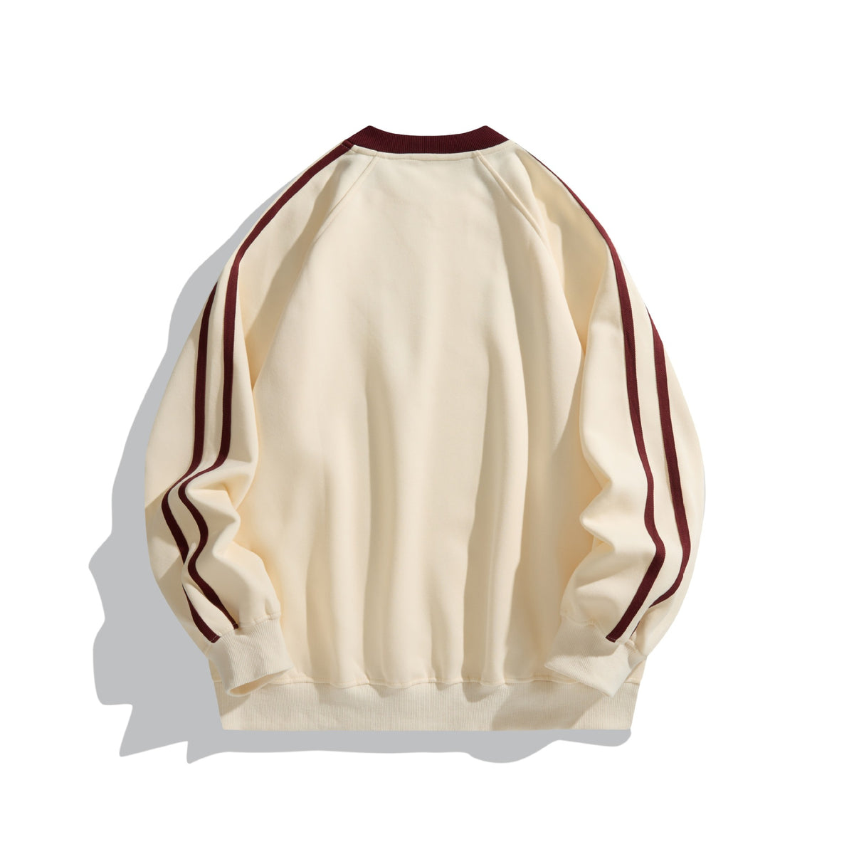 Underock - Irregular Hem Embroidered Patchwork Stripe Loose Fit Pullover