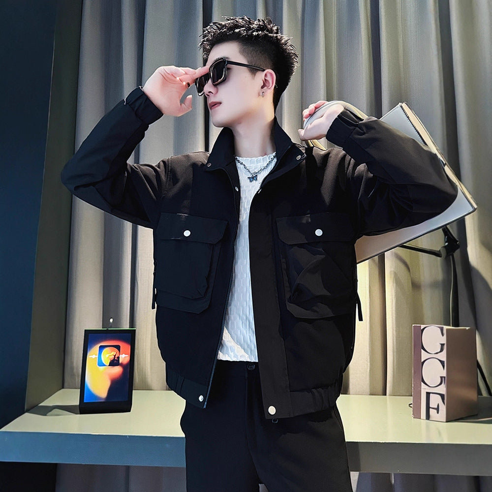 Casual Streetwear Stand-Up Collar Jacket