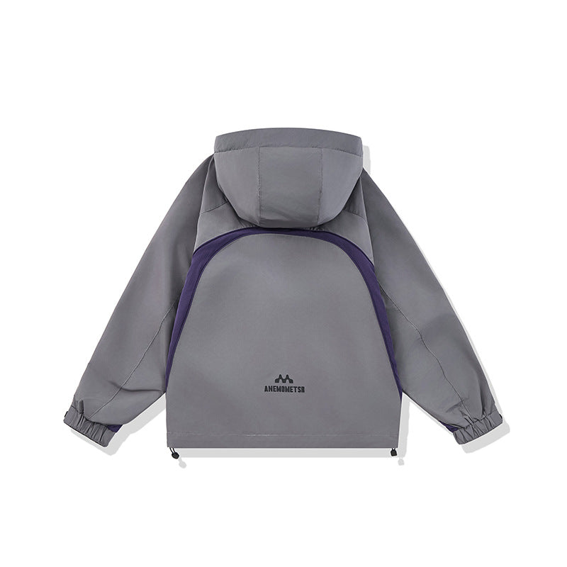Color-Block Design Loose Hooded Jacket