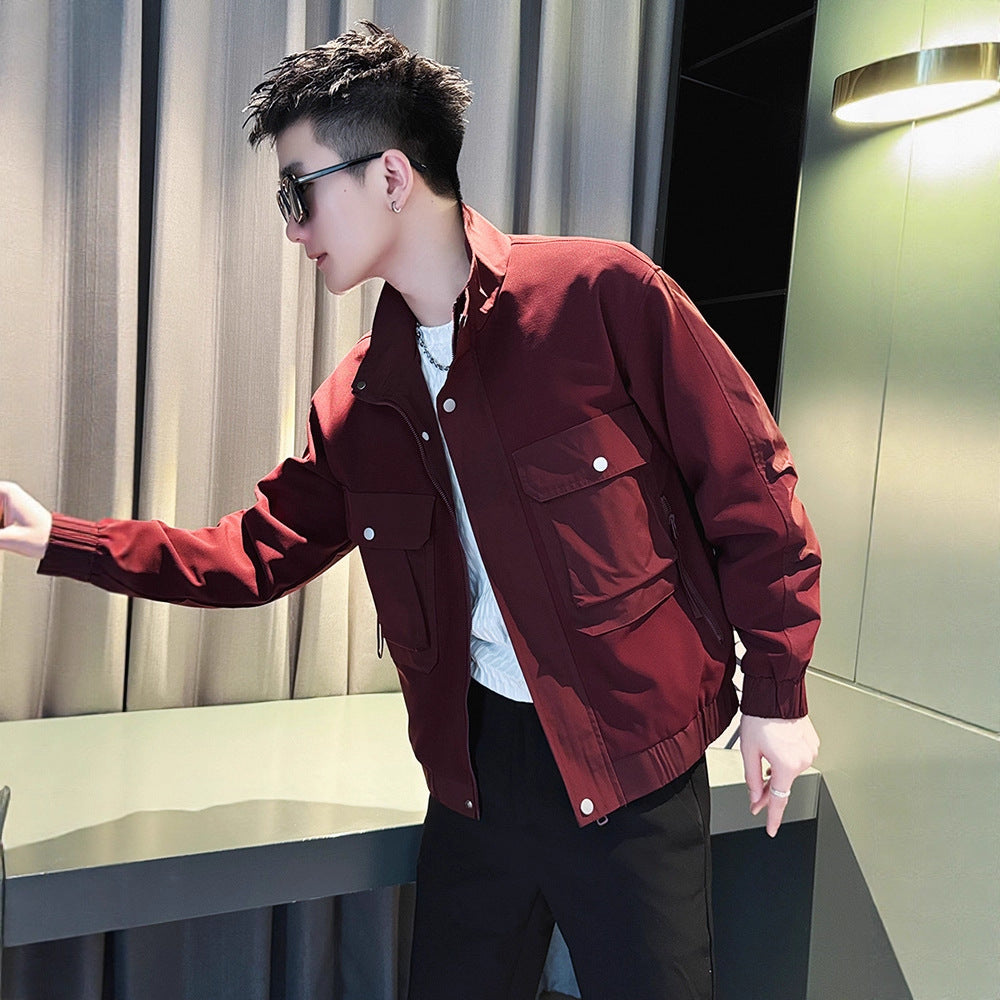 Casual Streetwear Stand-Up Collar Jacket