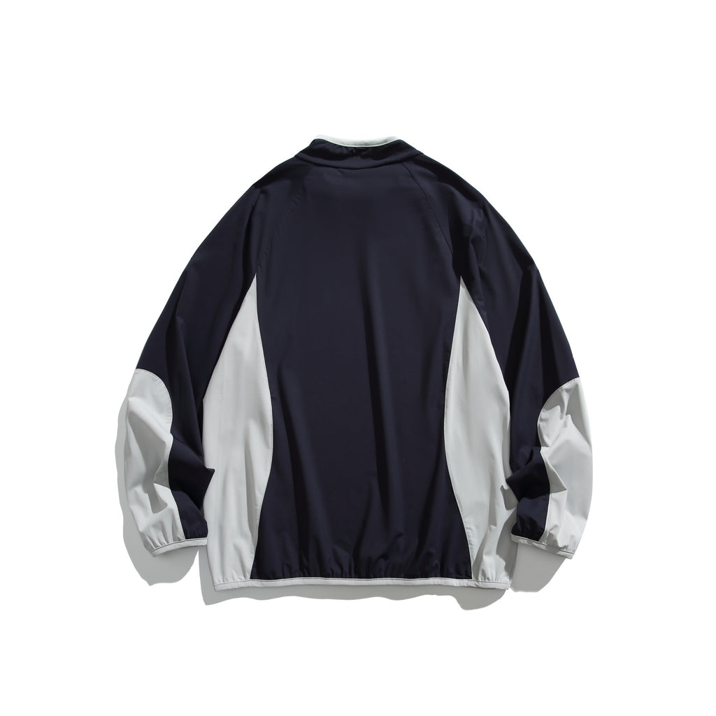 Color-Blocked Spliced Loose Hooded Sweatshirt