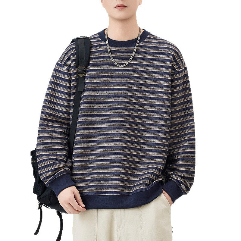 Vintage Fine Stripe Textured Crewneck Sweatshirt