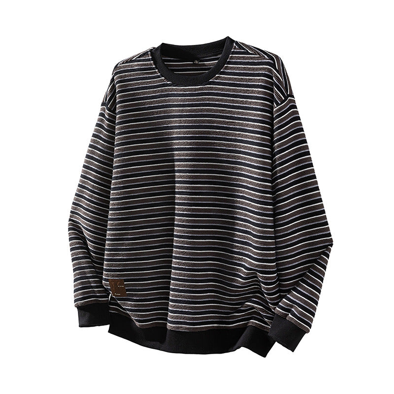 Vintage Fine Stripe Textured Crewneck Sweatshirt