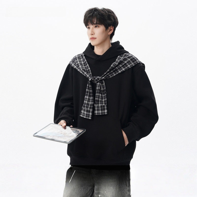 Checkered Shawl Fake Two Piece