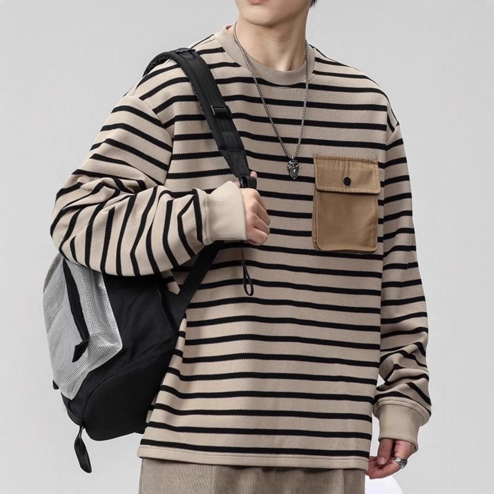 Retro Minimalist Striped Hoodie