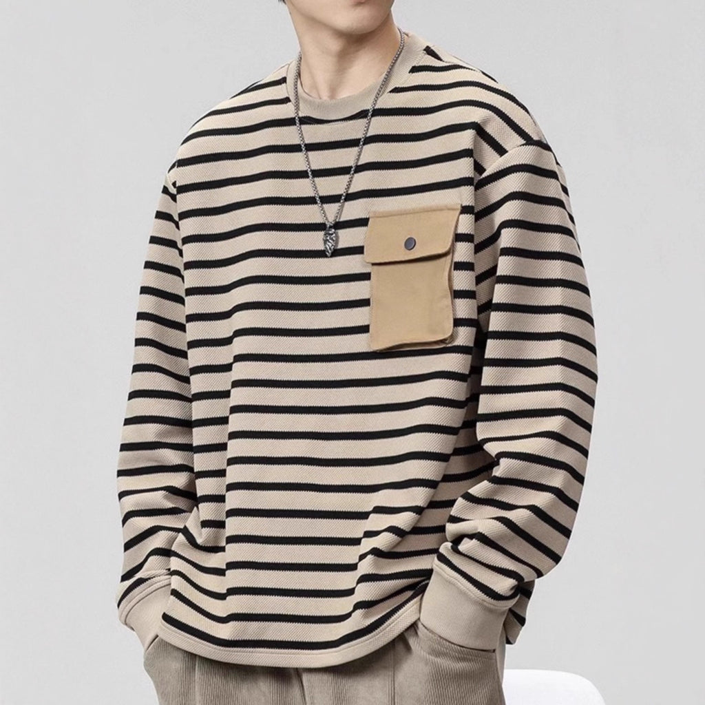 Retro Minimalist Striped Hoodie