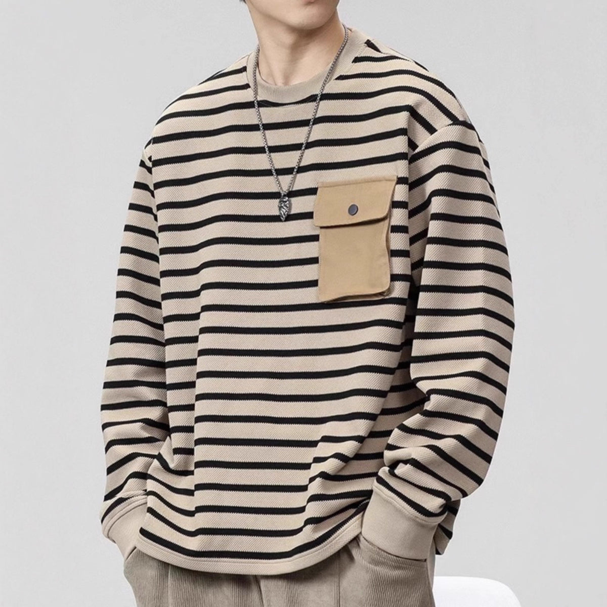 Retro Minimalist Striped Hoodie