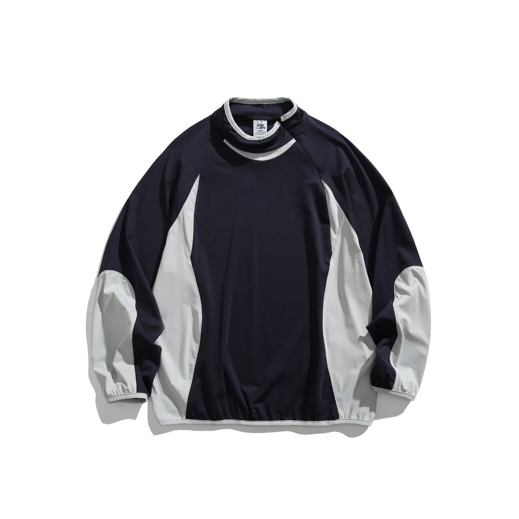 Color-Blocked Spliced Loose Hooded Sweatshirt