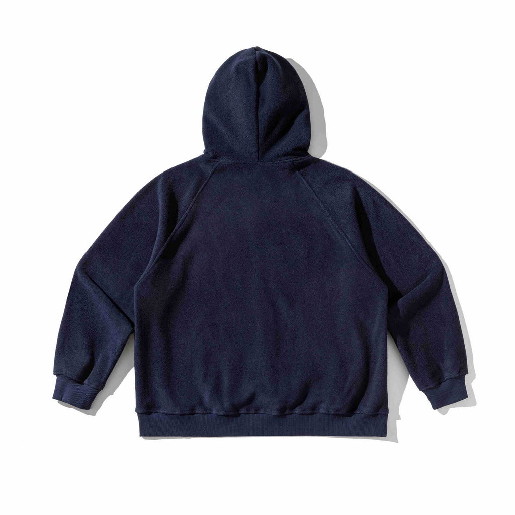 Letter Patch Embroidered Loose Fit Hooded Fleece Hoodie