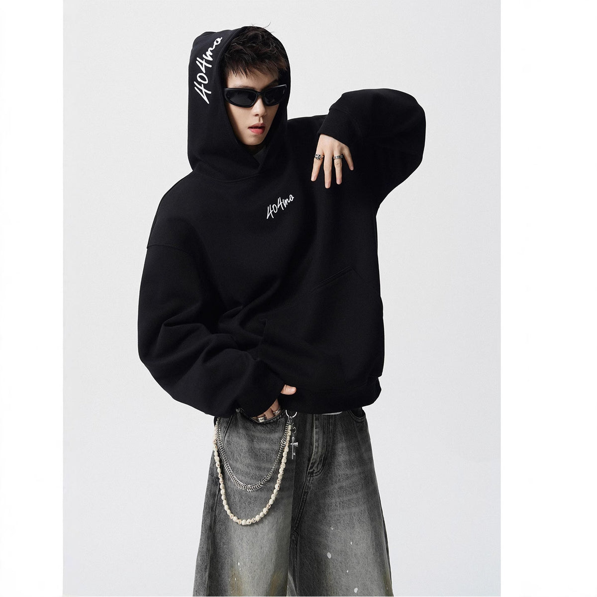 Letter Print Fleece Hoodie Winter High Street Heavyweight Loose Versatile Jacket