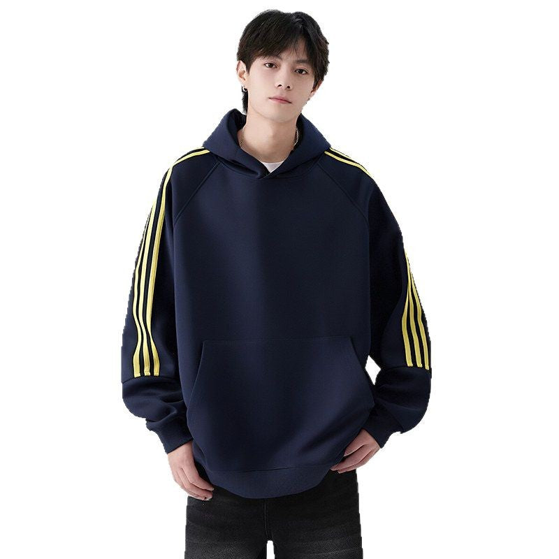 Three Stripes Hooded Sweatshirt Vintage Streetwear
