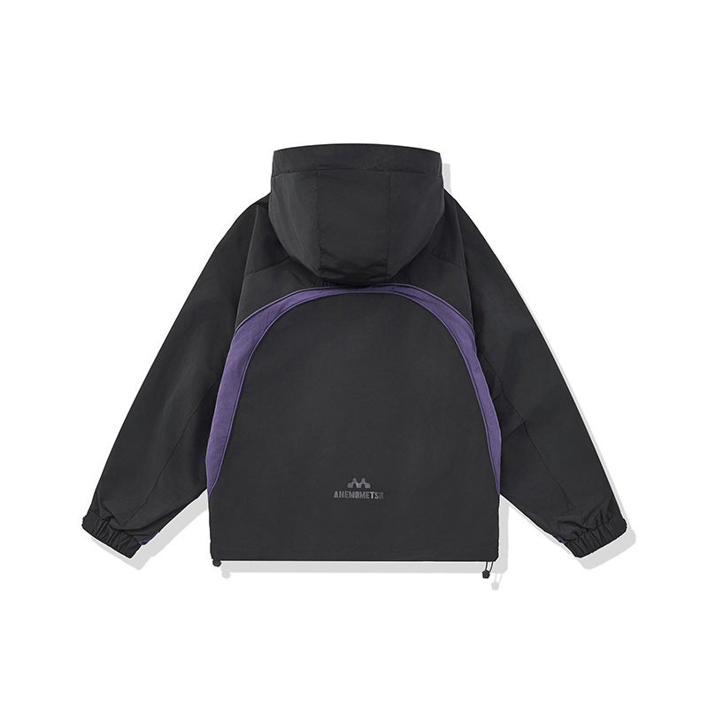 Streetwear Color-Block Design Loose Hooded Jacket