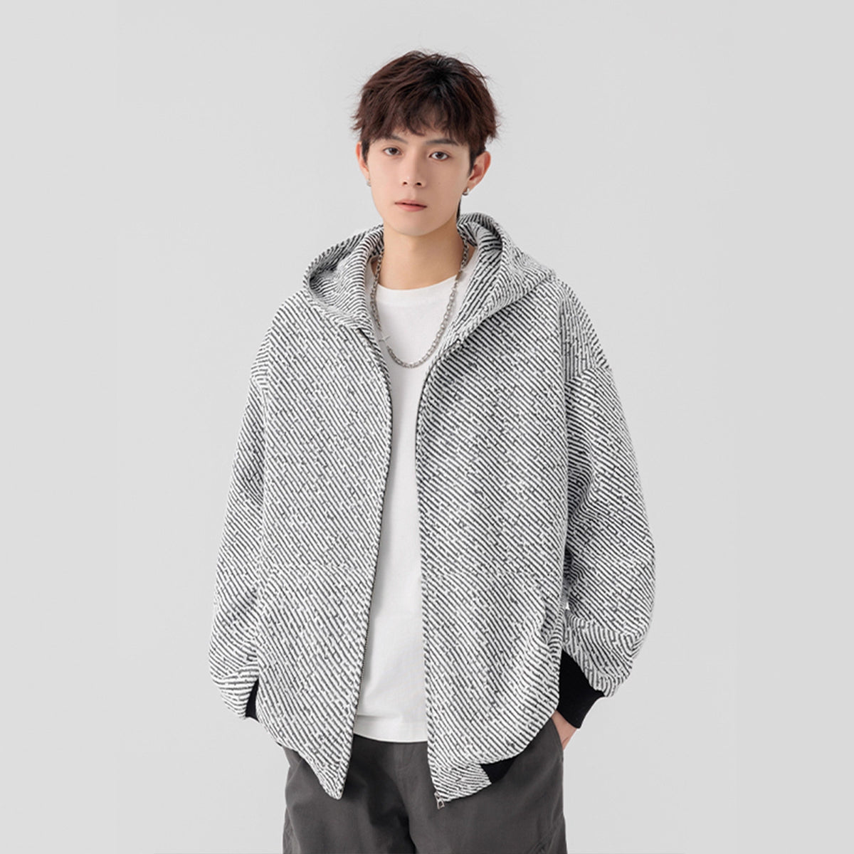 Style Textured Hoodie Autumn Vintage Streetwear High-Street Heavyweight