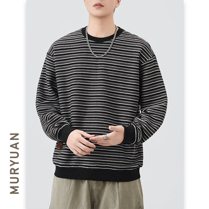 Vintage Fine Stripe Textured Crewneck Sweatshirt