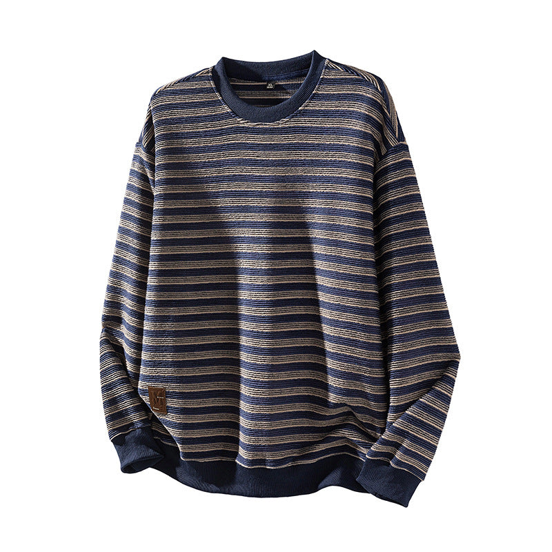 Vintage Fine Stripe Textured Crewneck Sweatshirt