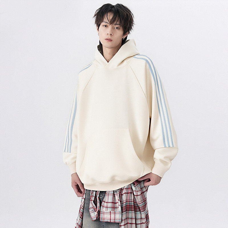 Three Stripes Hooded Sweatshirt Vintage Streetwear