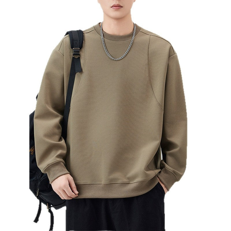 Cut-and-Sew Long Sleeve Hoodie for Men, Drop Shoulder Sleeve