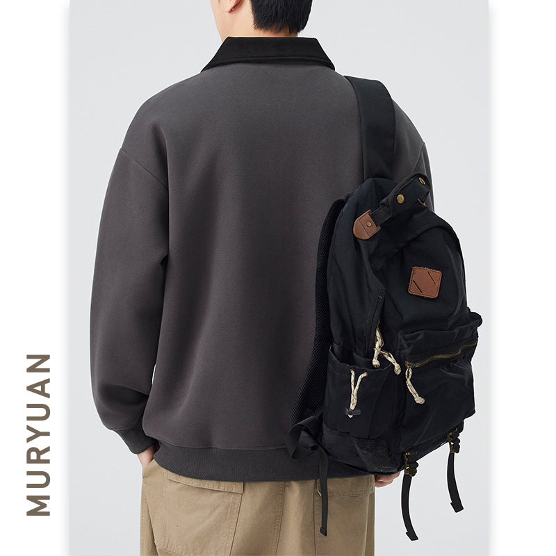 Barn Style Retro Open Front Patchwork Hoodie
