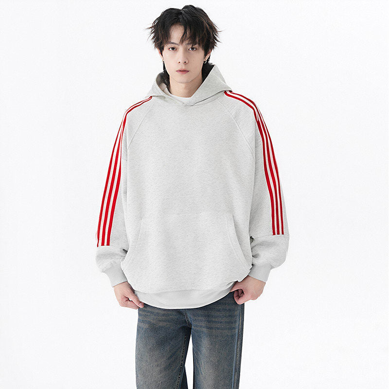 Three Stripes Hooded Sweatshirt Vintage Streetwear