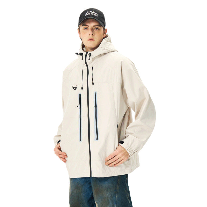 Cleanfit  Hooded Reflective Stripe Jacket, Casual Streetwear