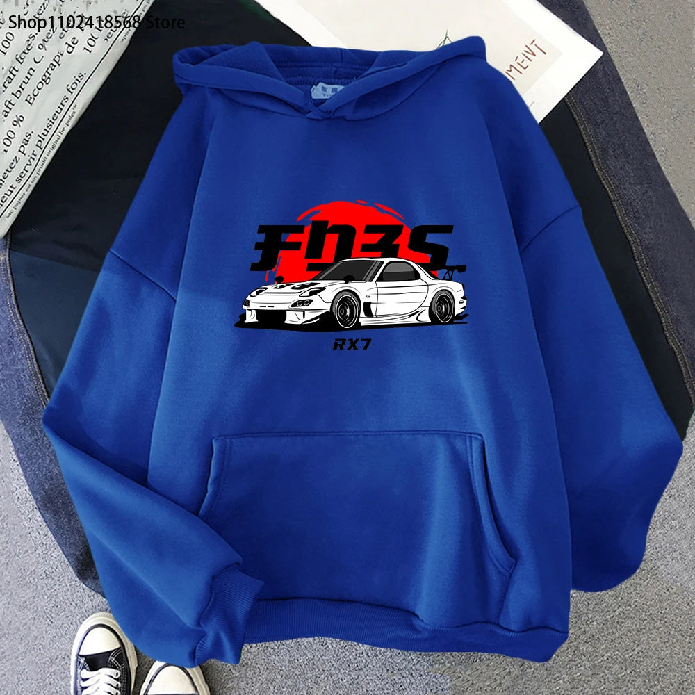 Blanc RX7 Printed Men Hoodie Casual Oversized