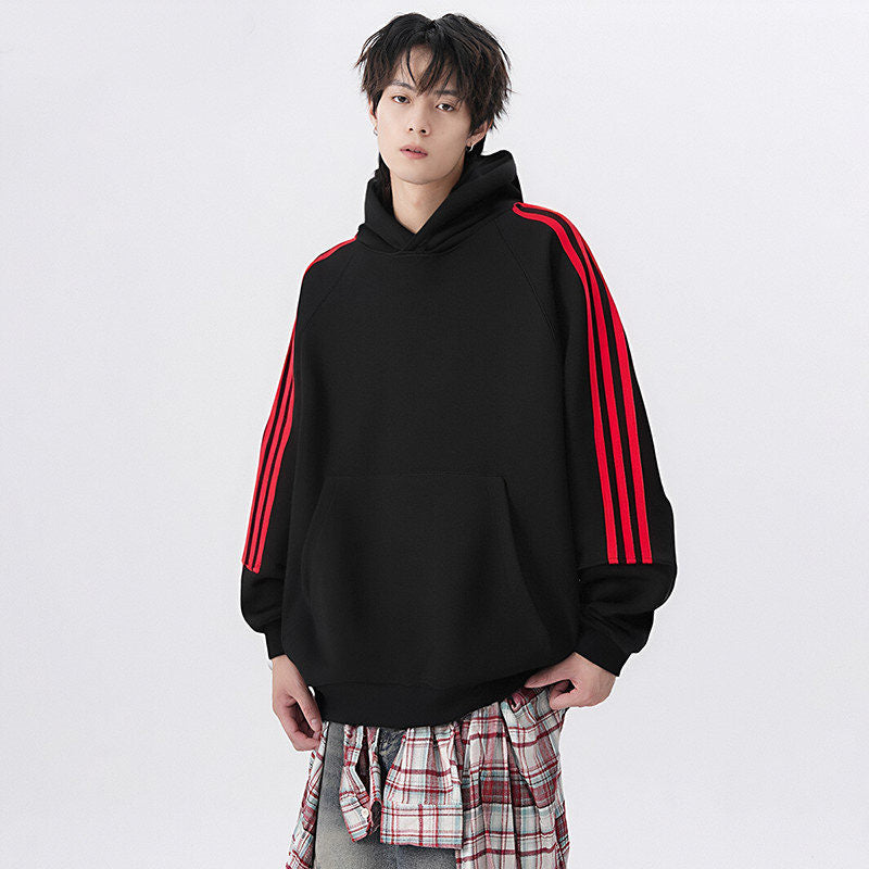 Three Stripes Hooded Sweatshirt Vintage Streetwear
