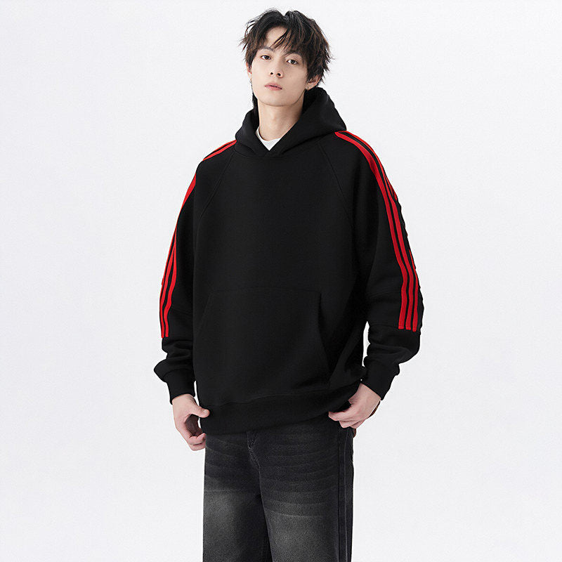 Three Stripes Hooded Sweatshirt Vintage Streetwear