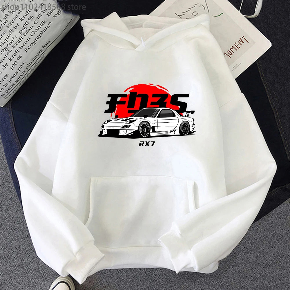 Blanc RX7 Printed Men Hoodie Casual Oversized