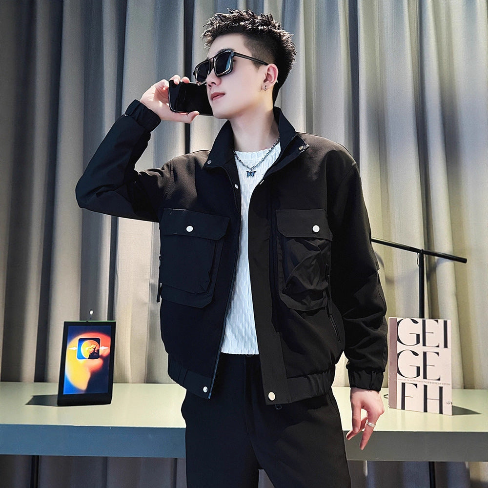 Casual Streetwear Stand-Up Collar Jacket