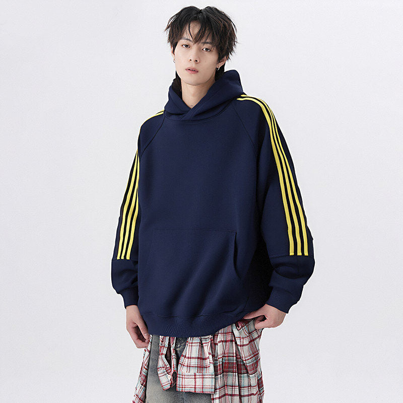 Three Stripes Hooded Sweatshirt Vintage Streetwear