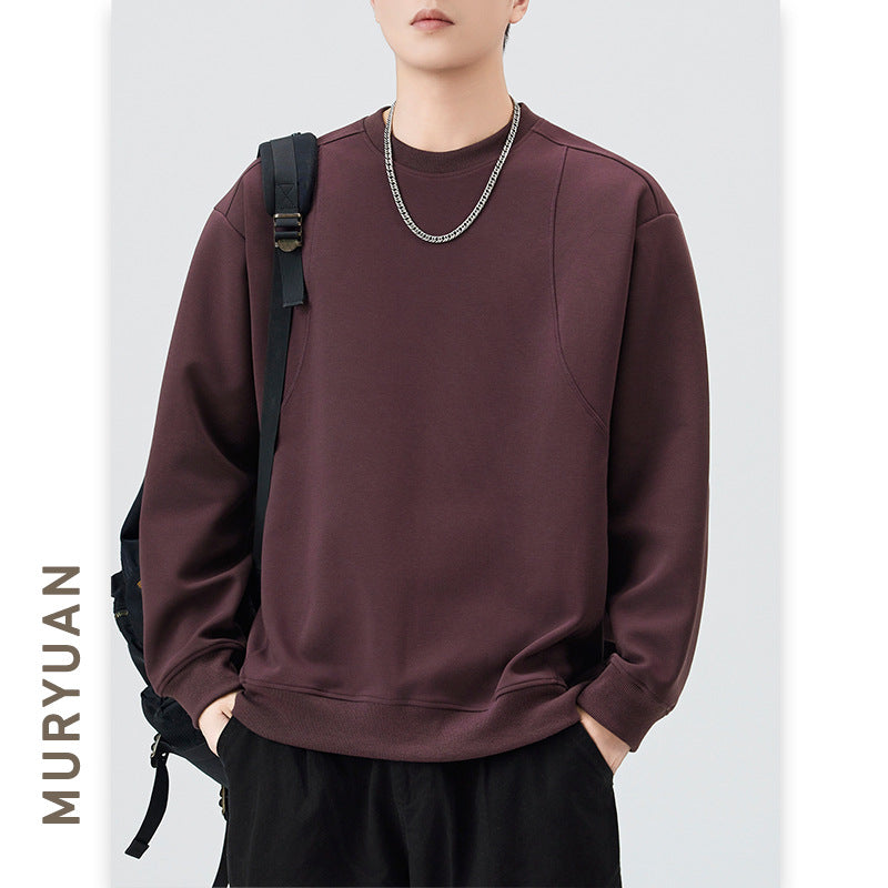 Cut-and-Sew Long Sleeve Hoodie for Men, Drop Shoulder Sleeve
