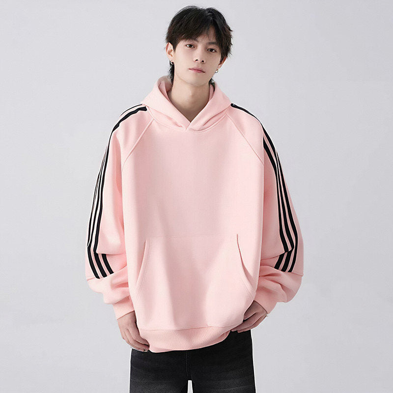 Three Stripes Hooded Sweatshirt Vintage Streetwear