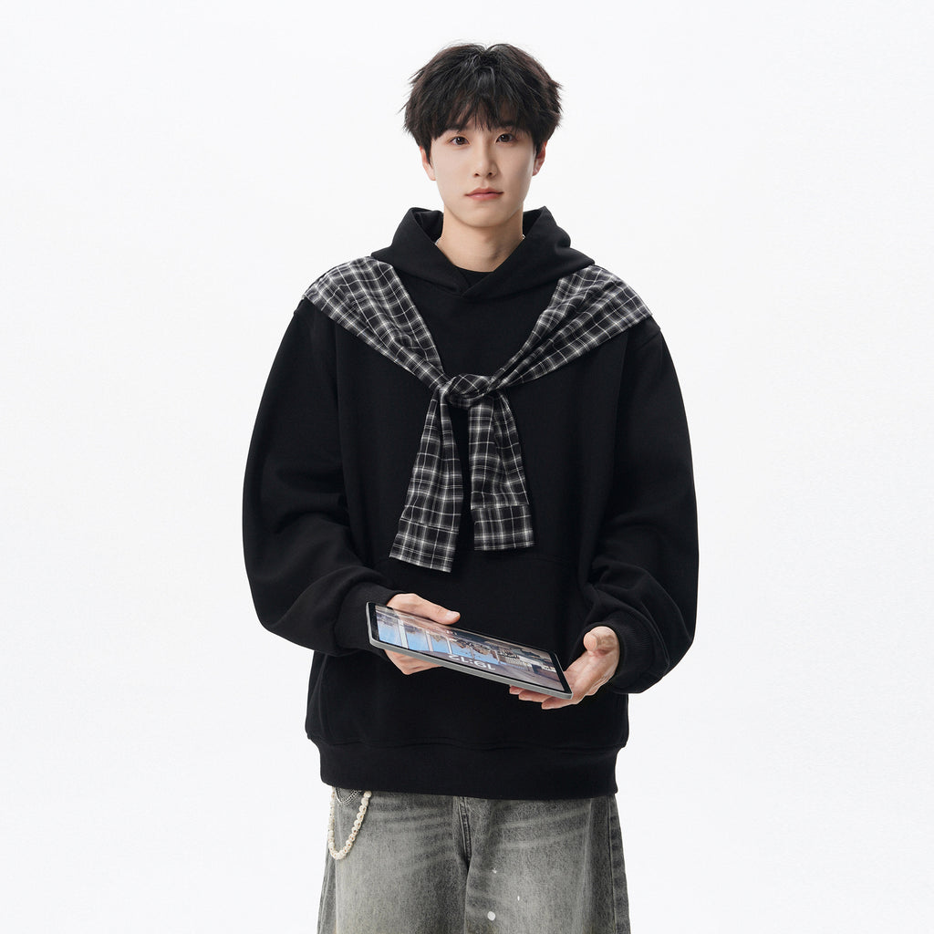 Checkered Shawl Fake Two Piece