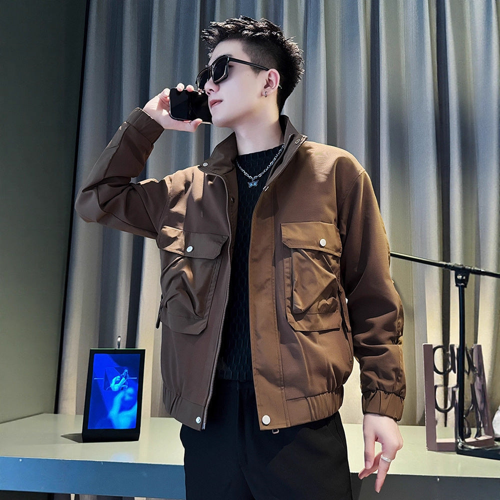 Casual Streetwear Stand-Up Collar Jacket